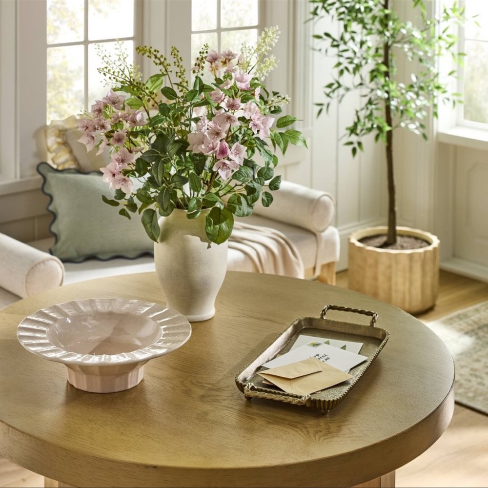 SOLD! NWT, Ceramic Hand Molded Pedestal Bowl Pink -Threshold™ designed w/ Studio